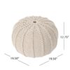 Bordeaux - Knitted Cotton Round Pouf, Versatile Ottoman And Floor Cushion - Beige - Image 4