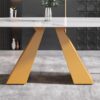 Modern Artificial Stone Curved Metal Leg Dining Table, Can Accommodate 6-8 People - White / Gold - Image 8