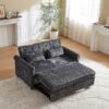 3 In 1 Loveseat Sofa Bed Chenille Fabric Pull Out Couch Sleeper Full Back Frame, Seat Frame, Armrests & 2 Pillows - Dark Gray - Image 9