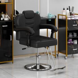 Classic Reclining Barber Chair Salon Chair For Hair Stylist With Heavy Duty Hydraulic Pump, 360° Rotation, Tattoo Chair Shampoo Beauty Salon Equipment, Max Load Weight 330 Lbs - Black