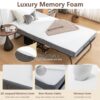 Folding Bed With Mattress, Sportable Foldable Bed With Storage Cover, Srollaway Bed For Adults With Memory Foam Mattress And Metal Frame, Scot Size Guest Bed On Wheels - Black - Image 6