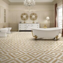 Waterjet Polished Marble Tile For Floor And Wall Stone - White / Gold
