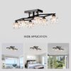 6 Light Crystal Ceiling Light For Dining Room, Modern Ceiling Lamp With Light Fixture For Farmhouse Entryway Living Room (6*G9 Bulbs Included) - Matte Black - Image 10