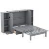 Queen Size Murphy Bed With Shelves, Drawers And USB Ports - Gray - Image 3