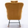 35.5" Rocking Chair With Pocket, Soft Teddy Fabric Rocking Chair For Nursery, Comfy Wingback Glider Rocker With Safe Solid Wood Base For Living Room Bedroom Balcony - Turmeric - Image 23