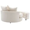 360° Swivel Accent Barrel Chair With Storage Ottoman & 4 Pillows, Modern Chenille Leisure Chair Round Accent For Living Room - Cream - Image 11