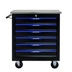 6 Drawer Multifunctional Tool Cart With Wheels - Black / Blue