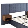 Upholstered Queen Size Bed Frame Of Velvet Tufted Headboard With Floating Nightstand LED / USB Built - Gray - Image 21