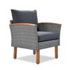 9 Piece Patio Rattan Furniture Set, Outdoor Conversation Set With Acacia Wood Legs And Tabletop, PE Rattan Sectional Sofa Set With Coffee Table, Washable Cushion - Gray - Image 10