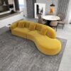 Elijah - Japandi Style Curvy Sectional Sofa - Yellow - Image 6