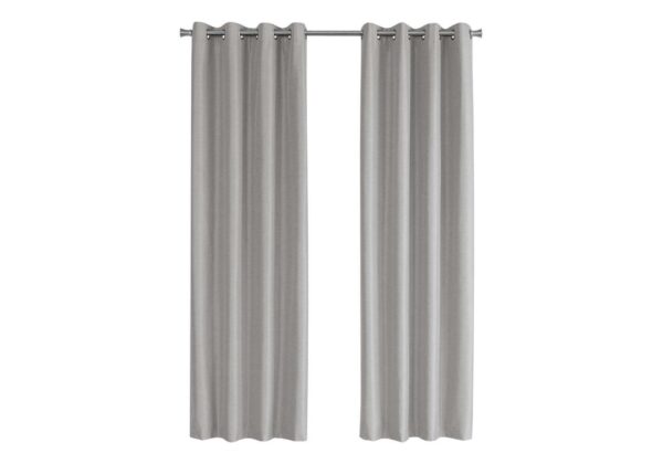 2 Pieces Set, Curtain Panel, 100% Blackout, Grommet, Versatile Use - Silver