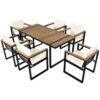 7 Pieces Outdoor Dining Set Patio Dining Table And Chair Set With And Removable Cushions For Patio, Backyard, Garden - Beige - Image 19