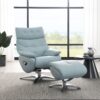 Janella - Top Grain Leather Accent Chair With Swivel & Ottoman - Baby Blue - Image 6