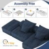 Modern Oversized Modular Sectional Sofa With Ottoman, Seat, Chaise Lounge And Armrest, Sparkling Chenille Fabric Soft Cushion Sofa With 4 Pillows, 4 Pieces Diy Combination Tufted Sofa, No Assembly Required - Blue - Image 19