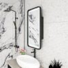 Rectangle Medicine Cabinet Mirror Bathroom Mirror With Storage Wall Mounted Medicine Mirror Cabinet With LED - Black - Image 2