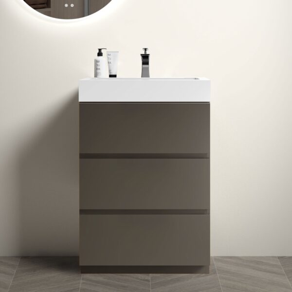 Alice - 24" Bathroom Vanity With Sink, Large Storage Freestanding Bathroom Vanity For Modern Bathroom, One-Piece Sink Basin Without Drain And Faucet - Gray / White