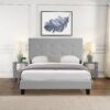 Queen Size Upholstered Platform Bed Frame With Pull Point Tufted Headboard, Strong Slat Support, Mattress Foundation, No Box Spring Needed - Gray - Image 10