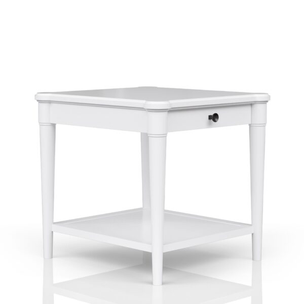 End Table With Storage Drawer - White