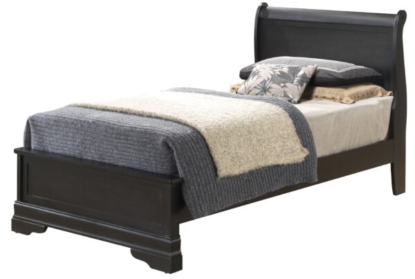 Twin Bed Sleigh Design - Black