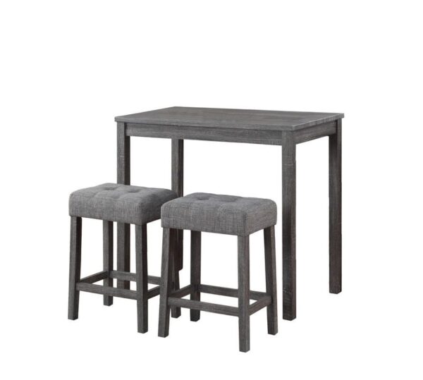 Lux - 3 Piece Counter Height Pub Table With Tufted Stools (Set of 3) - Gray