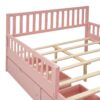 Full Size Platform Bed With Guardrails On Both Sides And 2 Storage Drawers - Pink - Image 7