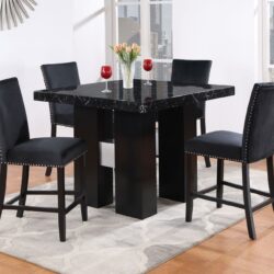 Mikha - Bar Table And Bar Stools - Black