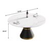 59.05" Modern Artificial Stone Round Carbon Steel Base Dining Table, Can Accommodate 6 People - White / Black - Image 10