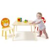 Kids Table And 2 Chairs Set, 3 Pieces Toddler Table And Chair Set, Wooden Activity Play Table Set (Lion&Monkey) - Natural - Image 21