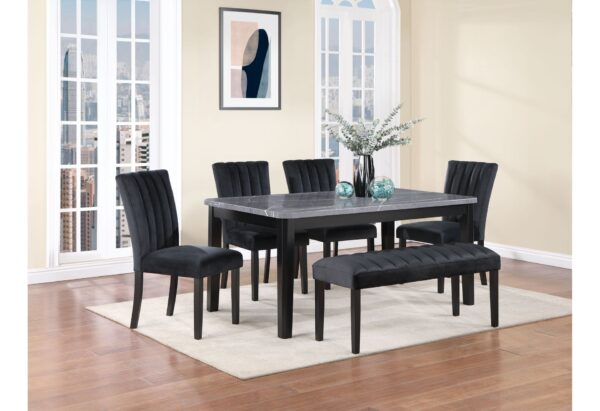 Vhong - Dining Table, 4 Chairs And Bench Set - Gray