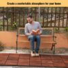 30 Piece Interlocking Deck Tiles Striped Pattern, Square Acacia Hardwood Outdoor Flooring For Patio, Bancony, Pool Side - Brown - Image 26