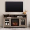 Classic Glass Door Fireplace Tall TV Stand For TVs Up To 65" - Driftwood - Image 5