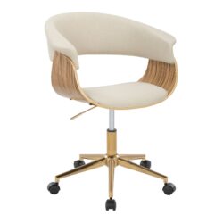 Vintage Mod - Mid-Century Modern Office Chair - Gold / Zebra / Cream