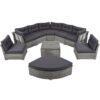 Elegant Patio Furniture Set Outdoor Daybed Rattan Sectional With Cushions And Center Table - Gray - Image 24