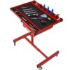 Adjustable Tear Down Work Table With Drawer For Garages, Repair Shops, And Diy, Portable, (4) 2.5" Swivel Casters, 220 Pound Capacity, Rubber Corners, Heavy Duty Steel - Red - Image 4