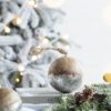 Christmas Ball Ornaments, Wood Decorative Hanging Ball Christmas Tree Ornaments For Holiday Party Decorations (Set of 8) - Brown - Image 2