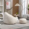 Bedding Bean Bag Sofa Chair High Pressure Foam Bean Bag Chair Adult Material With Padded Foam Padding Compressed Bean Bag With Footrest - Beige - Image 6