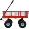 Red Steel Garden Cart With Removable Mesh Sides 550 Lb Capacity 3 Cu Ft - Red - Image 9