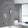 Elegant Shower System High Pressure Rainfall Shower Head With Handheld Spray Stainless Steel - Brushed Gold - Image 5