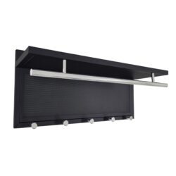 Esyspot - Metal Powder Coating Hook Wall Mounted With Shelf - Black Chrome