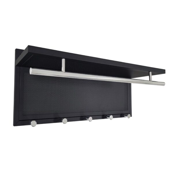 Esyspot - Metal Powder Coating Hook Wall Mounted With Shelf - Black Chrome