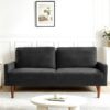 Sofa, European Style With Sleek Design, Modern & Vintage Flair, Upholstered 3 Seater Couch - Black - Image 5