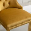 Nikki - Modern, High-End Tufted Solid Wood Contemporary Velvet Upholstered Dining Chair With Golden Stainless Steel Plating Legs, Nailhead Trim (Set of 2) - Gold - Image 11
