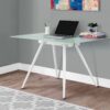 Computer Desk For Home Office, Laptop, Tempered Glass, Contemporary & Modern - White - Image 2
