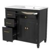 Modern Bathroom Vanity With Ceramic Sink, Freestanding, One Tip - Out Drawer, 3 Side Drawers, Adjustable Shelf - Beige - Image 11