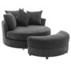 360° Swivel Accent Barrel Chair With Storage Ottoman & 4 Pillows, Modern Chenille Leisure Chair Round Accent For Living Room - Gray - Image 27