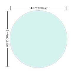 32" Round Tempered Glass Table, Top Clear Glass 1 / 2" Thick Beveled Polished Edge - Transparent