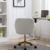 Modern Teddy Fabric Material Adjustable Height 360 Revolving Home Office Chair With Gold Metal Legs And Universal Wheel For Indoor - White - Image 10