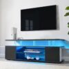 TV Stand LED Gaming Entertainment Center Media Storage Console Table With Large Side Cabinet For Living Room - Black - Image 7