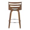 Cosini - Mid-Century Modern Fixed Height Barstool With Swivel With Round Footrest (Set of 2) - Walnut / Gray - Image 5