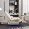 270 Swivel Glider Recliner Chair, Power Recliner Rocking Chair, USB Port Charge For Nursery Chair With Atmosphere Lamp For Living Room Bedroom Apartment - White - Image 10